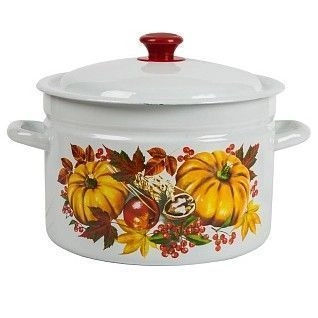Кастрюля 8л эмаль белая с рис. цилиндрическая борт. 41804-202/6-У (2)