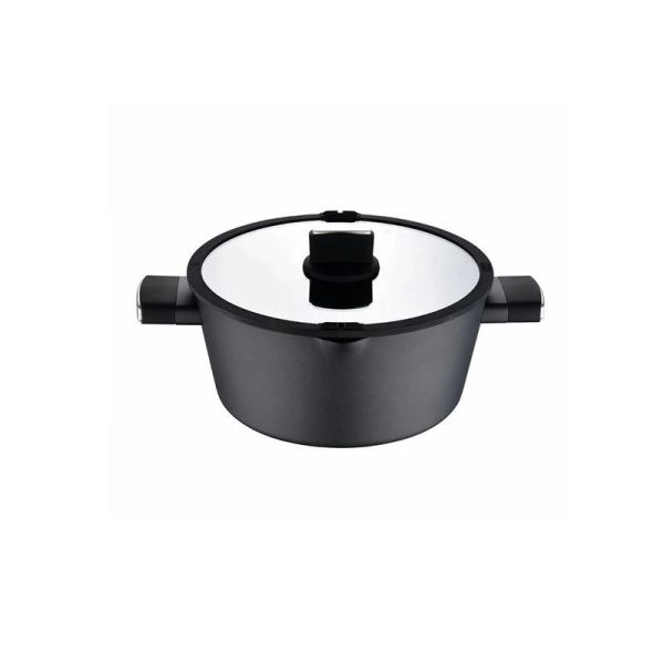 Кастрюля 6л алюминий АП Ion Plus BERGNER со стекл.крышкой 28см арт.BG-35912-BK (4)