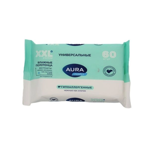 Влажные полотенца AURA FAMILY 60шт. big-pack73840 (10)