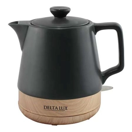 Чайник электрический 1л фарфор 1200Вт DELTA LUX DE-1014 черный (6)