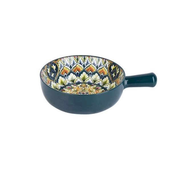 Кокотница с ручкой 20,3*15,3*5,5см фарфор ARABESQUE зеленый подар.уп. (36)