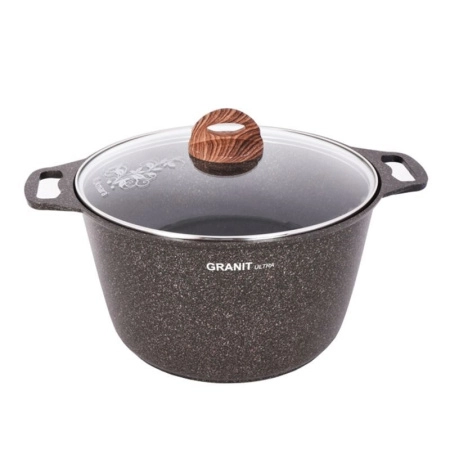 Кастрюля 8л алюминий АП GRANIT ULTRA Original стекл.крышка (2)