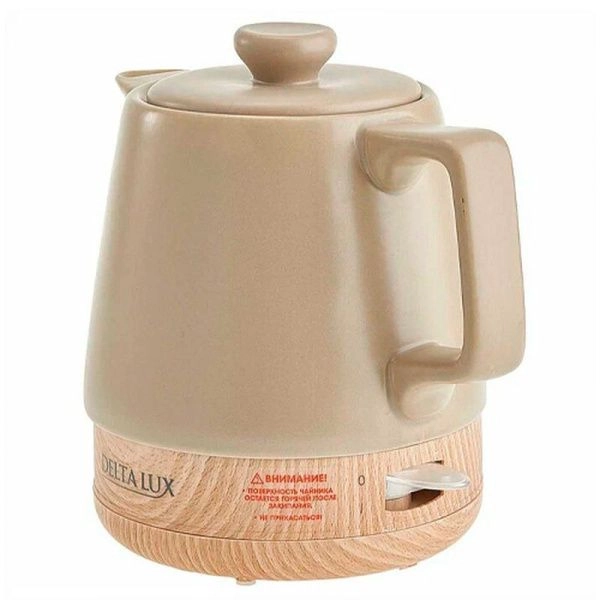 Чайник электрический 1л фарфор 1200Вт DELTA LUX DE-1013 бежевый (6)