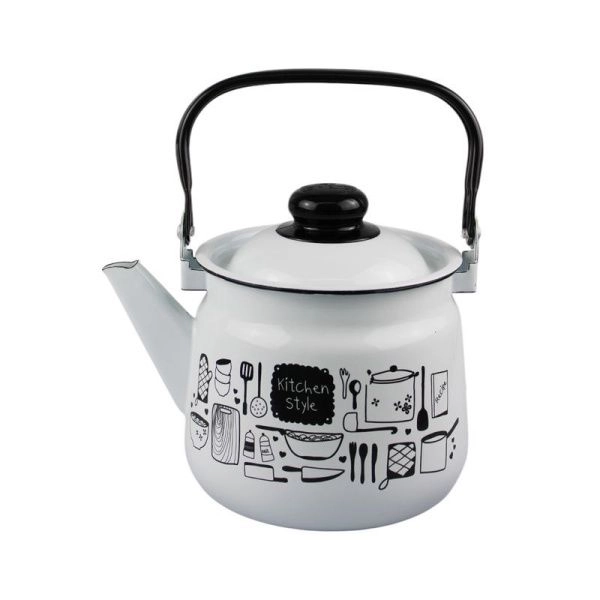 Чайник 2,5л эмаль КУХНЯ/KITCHEN белый с рис. 01-2711/4 (4)