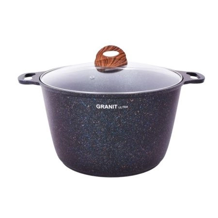 Кастрюля 10л алюминий АП GRANIT ULTRA Blue со стекл.крышкой (2)
