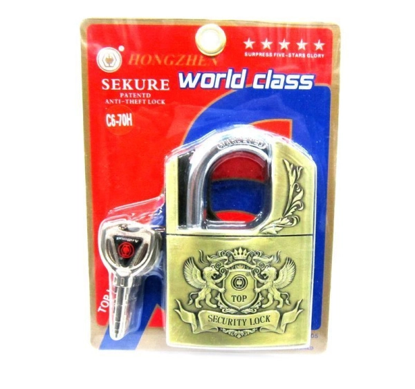 Замок навесной металл 70мм бронзовый на блистере SECURITY LOCK JC-2026 (48)