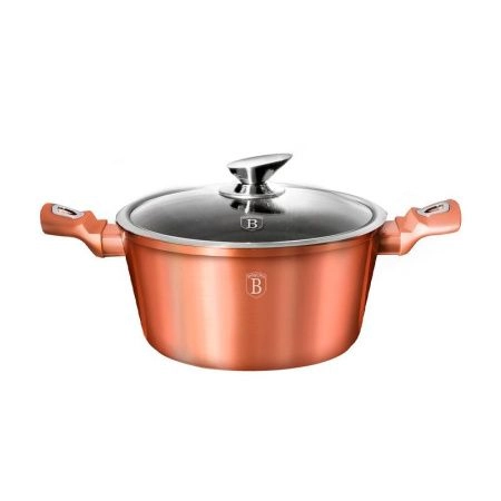 Кастрюля 7,5л кованый алюминий АП с стекл.крышкой 30см Rosegold Line (6)