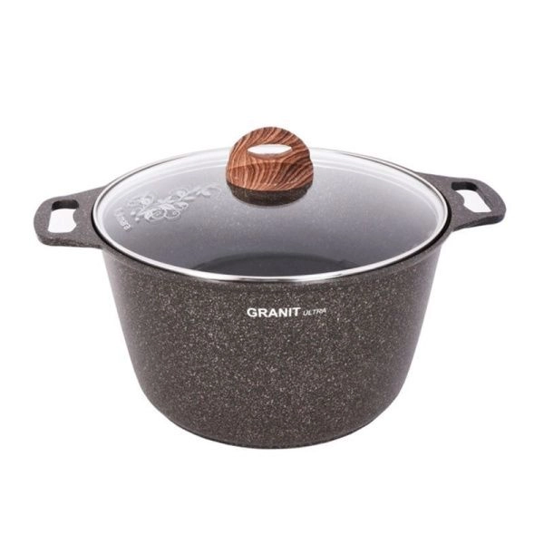 Кастрюля 10л алюминий АП GRANIT ULTRA Original стекл.крышка (3/2)