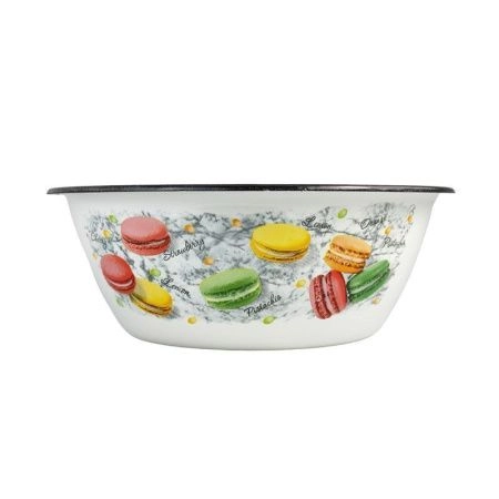 Миска 2л эмаль ЦВЕТОЧНОЕ ПЕЧЕНЬЕ белая с рис. 40304-102/5 (12)