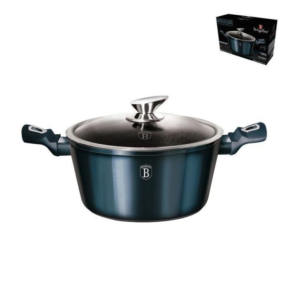 Кастрюля 4,1л кованый алюминий АП со стекл.крышкой 24см Aquamarine Metallic Line (6)