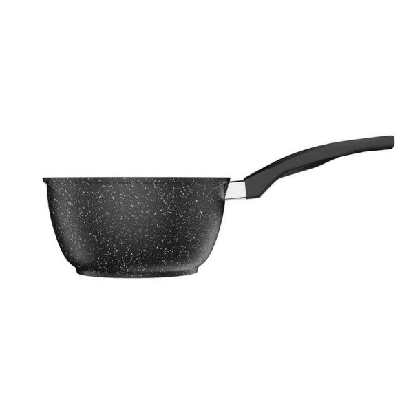 Ковш 1,2л алюминий АП ГРАНИТ BLACK с ручкой стекл.крышка 16см (8)