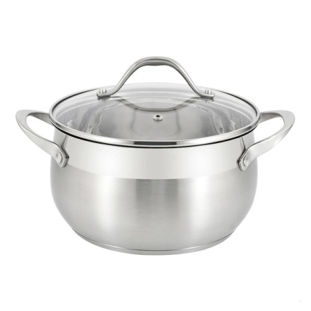 Кастрюля 2,6л нерж.сталь Tessi со стекл.крышкой 18см индукция ТМ Appetite GS08263 (6)