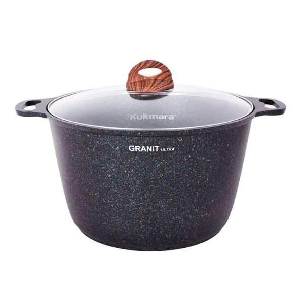 Кастрюля 8л алюминий АП GRANIT ULTRA Blue со стекл.крышкой (2)