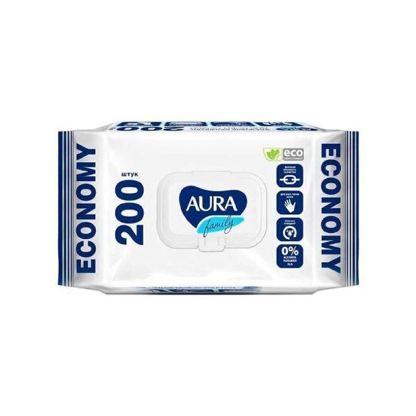 Влажные салфетки АУРА ДЕТСКИЕ 200шт. с крышкой ультракомфорт big-pack  (12)  15793
