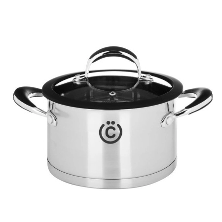 Кастрюля 2,3л нерж.сталь ДЖЕЛА со стекл.крышкой 18*10см индукция (4)