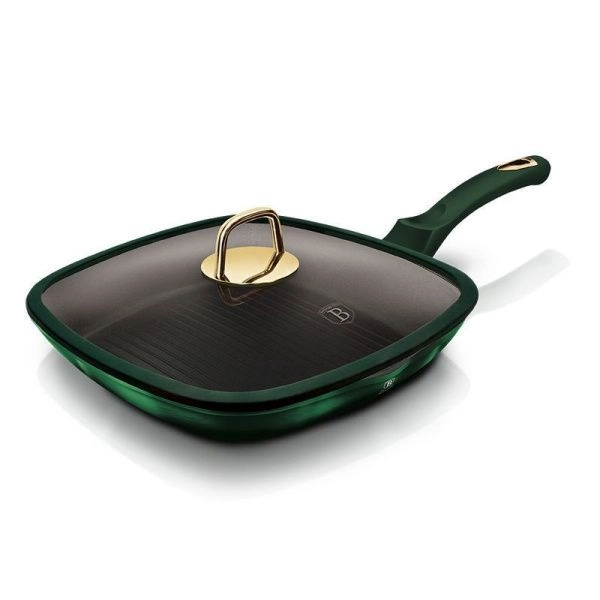 Сковорода-гриль 28см алюминий Emerald Collection Metallic Line со стекл.крышкой (6)