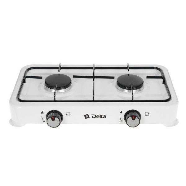Плитка газовая металл DELTA D-2206 двухконфорочная белый (2)