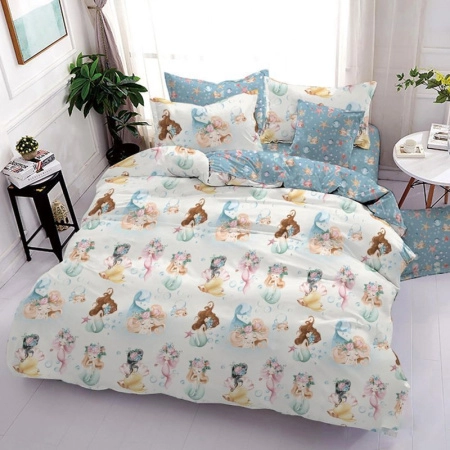 КПБ 1,5сп поплин 100% хлопок Lime Time TEENS (пр.150*220, под.145*215, нав.70*70) рис. Русалочка