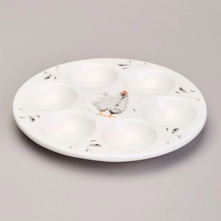 Блюдо на 6 яиц 18*18*2,5см керамика FUNNY HENS (36)