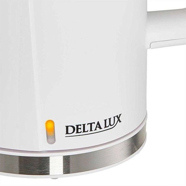 Чайник электрический 1,8л пластик DELTA LUX DE-1011 двойной корпус 2200Вт белый (8)