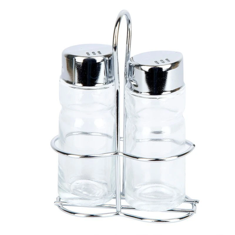 Набор для специй 2пр (солонка, перечница) стекло на подставке (36) ВЫВОД