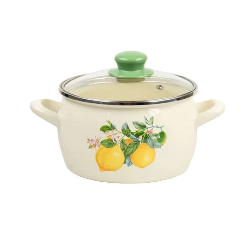 Кастрюля 2,2л эмаль ЛИМОНЫ эксклюзив со стекл.крышкой (4)