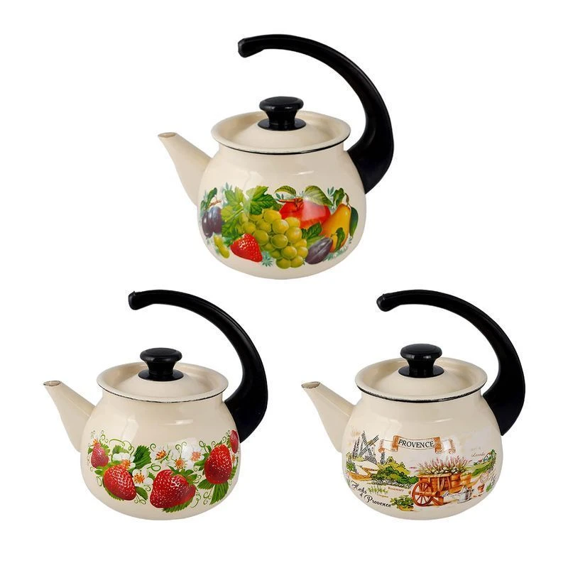 Чайник 3л эмаль слоновая кость с рис. сферический 42704-122/6-У (4)