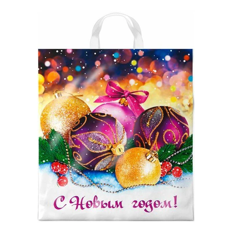Пакет новогодний с петлевой ручкой полиэтилен 38*42+6см Декабрь (25/500)