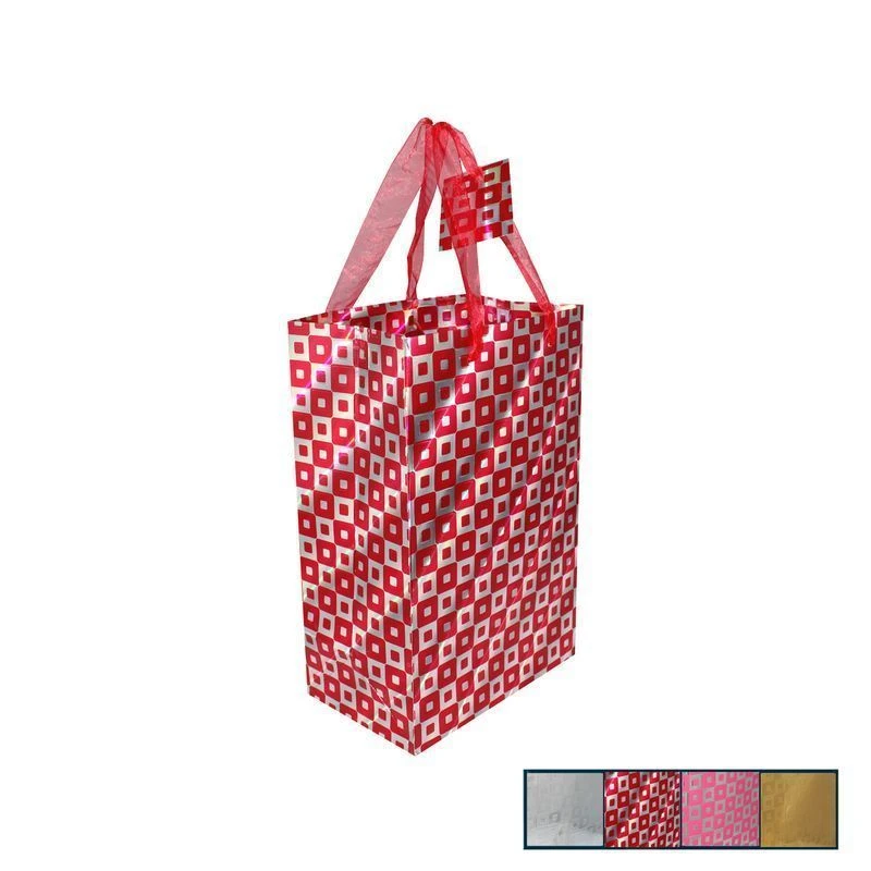 Пакет бумажный 27*18*11см КВАДРАТЫ (5 цветов) JC-3158 (400)