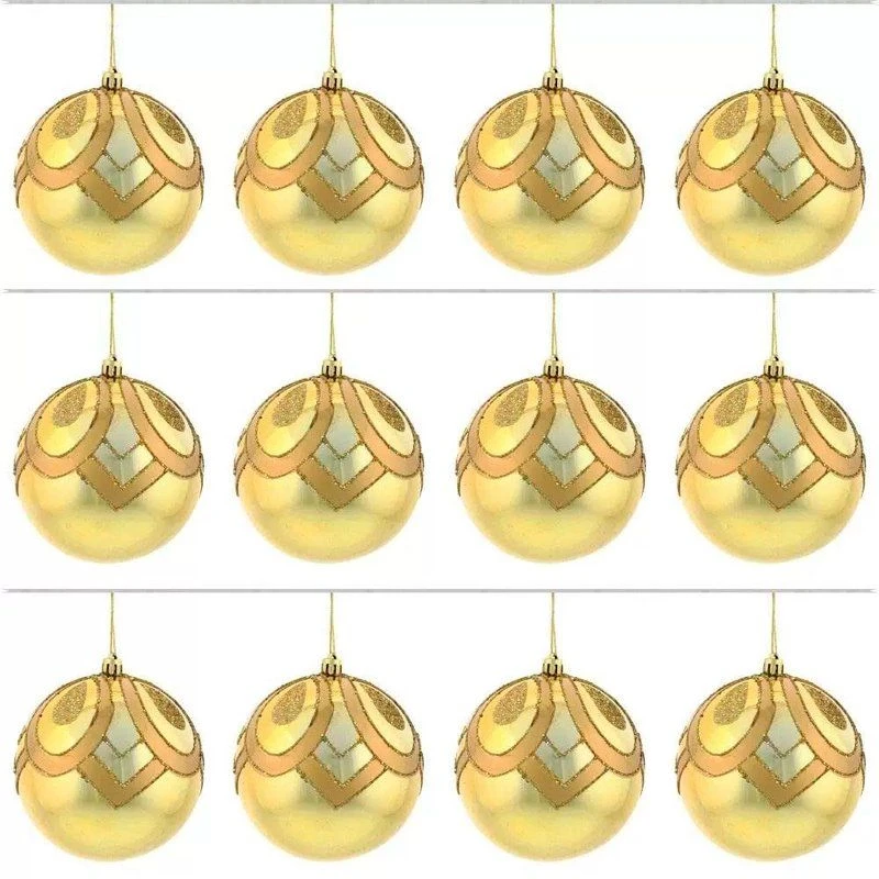 Украшение новогоднее шар Золотой вензель D10 см