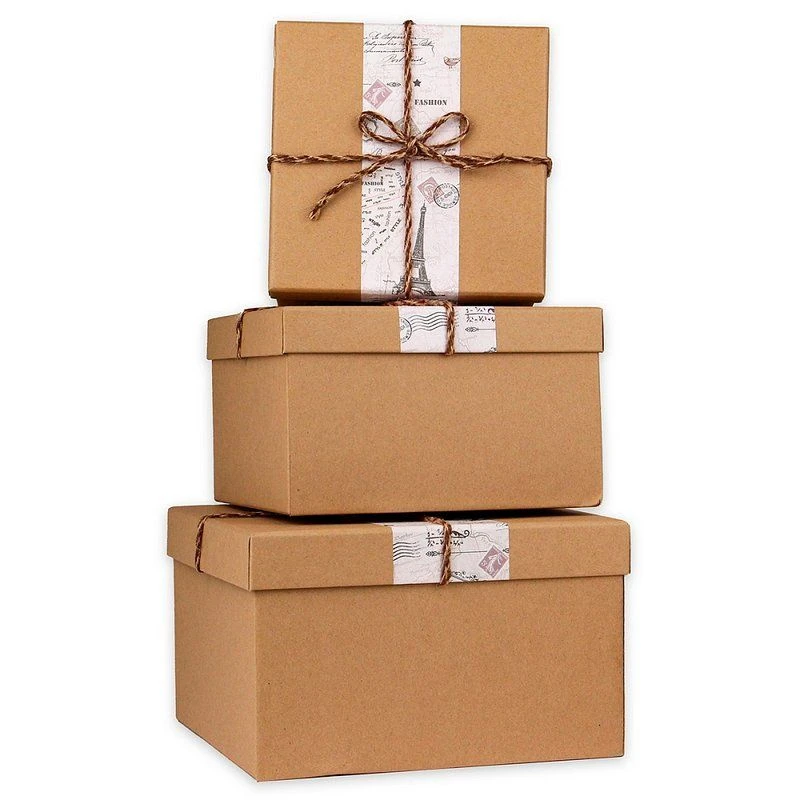 Набор коробок квадратных 3шт 17*17*10-23*23*14см Париж. Крафт ПП-5433