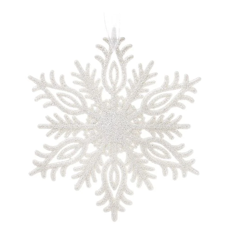 Украшение новогоднее Подвеска пластик 12см Снежинка белая (30)