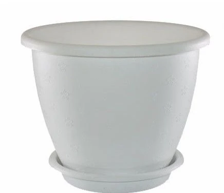 Кашпо 900мл пластик РАДУГА №1 белый с поддоном (100)