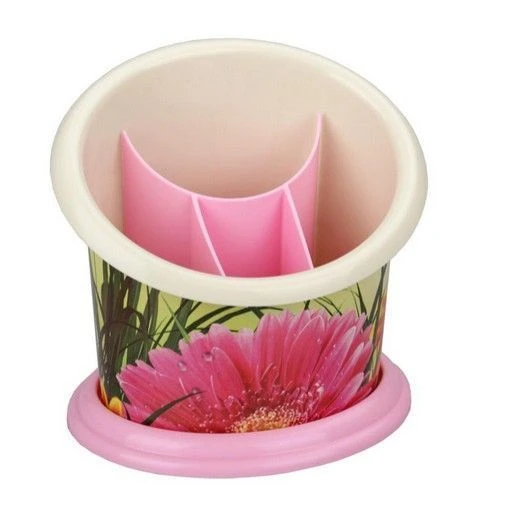 Подставка для столовых приборов 16*13см пластик Цветочный Блюз (20/22)