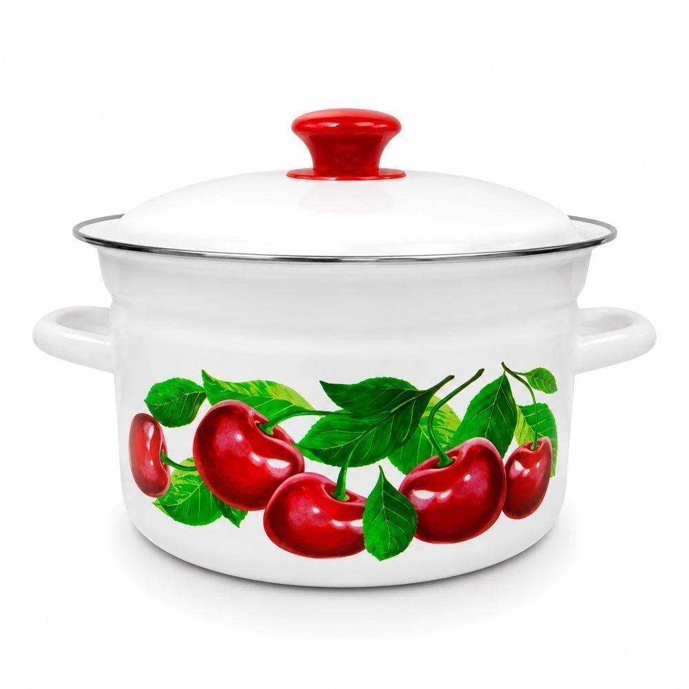 Кастрюля 5л эмаль белая с декором 41804-162/6 (6)
