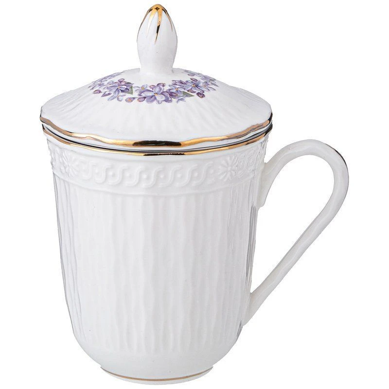 Кружка заварочная 350мл фарфор Lilac с крышкой и мет.ситом (36)
