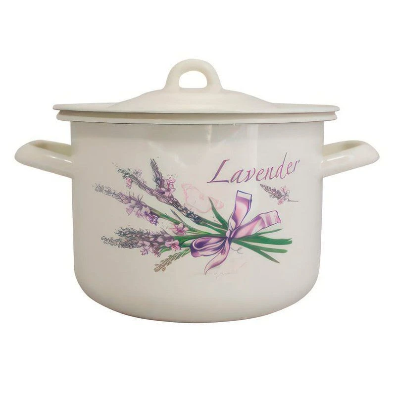 Кастрюля 3,4л эмаль ЛАВАНДА цилиндрическая Р-16124Б/4жм (4)