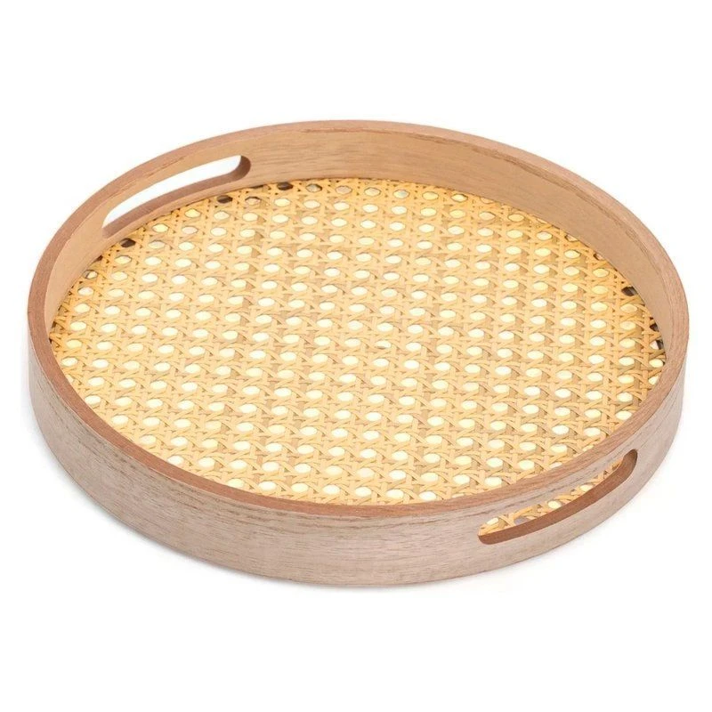 Поднос 30см дерево RATTAN круглый DMT001 (8) ВЫВОД