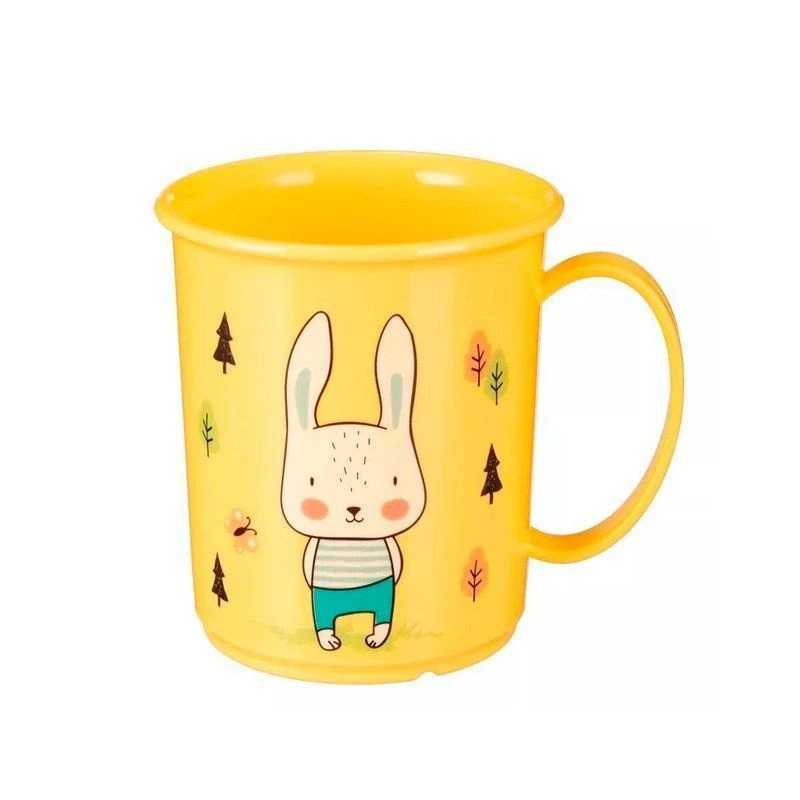 Кружка детская 180мл пластик с декором желтая (18)