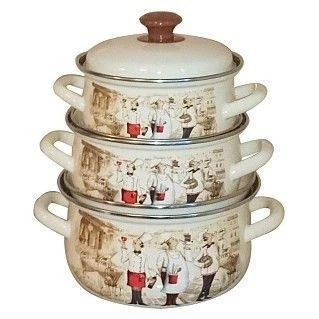 Набор кастрюль 3пр 1,5/2/3л эмаль СОМЕЛЬЕ-1 слон.кость сферический