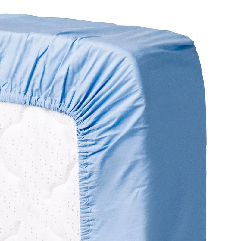 Простыня на резинке 200*200 сатин голубой