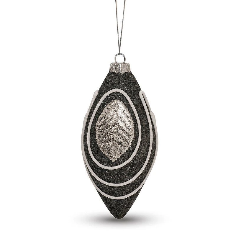 Игрушка новогодняя на елку СОСУЛЬКА 11*5,5см Листок пластик графит с серебром JC-15052 (450)