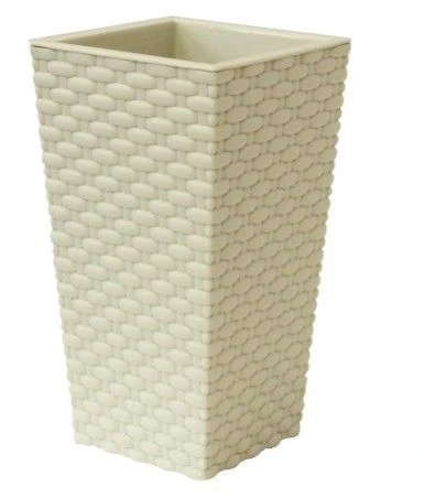 Кашпо 198*198*360мм пластик РОТАНГ белый ротанг (10)