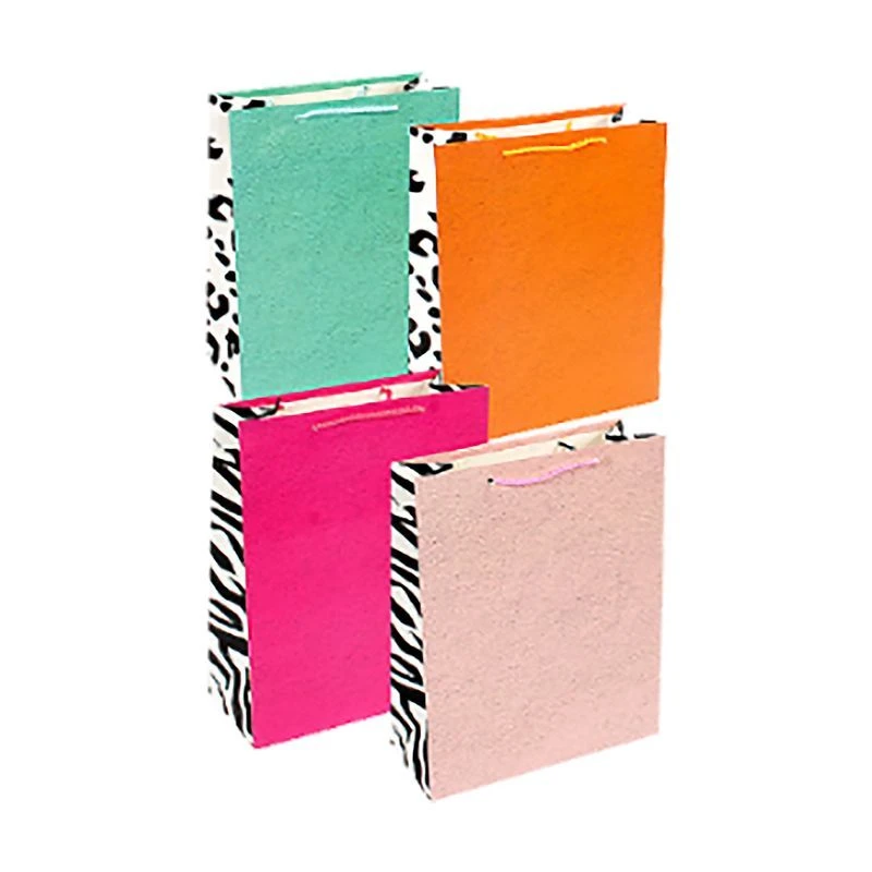 Пакет бумажный 26*32*12см вертикальный Однотонный+леопард микс 118/630 (12/240)