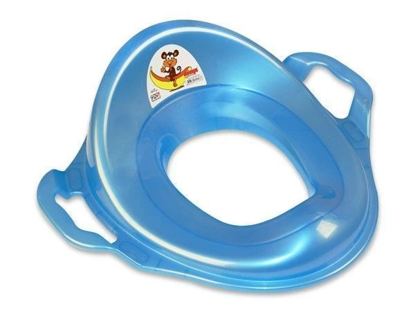 Накладка детская на унитаз (адаптер с ручками) 43*37*15см пластик голубой/голубой перламутр (15)
