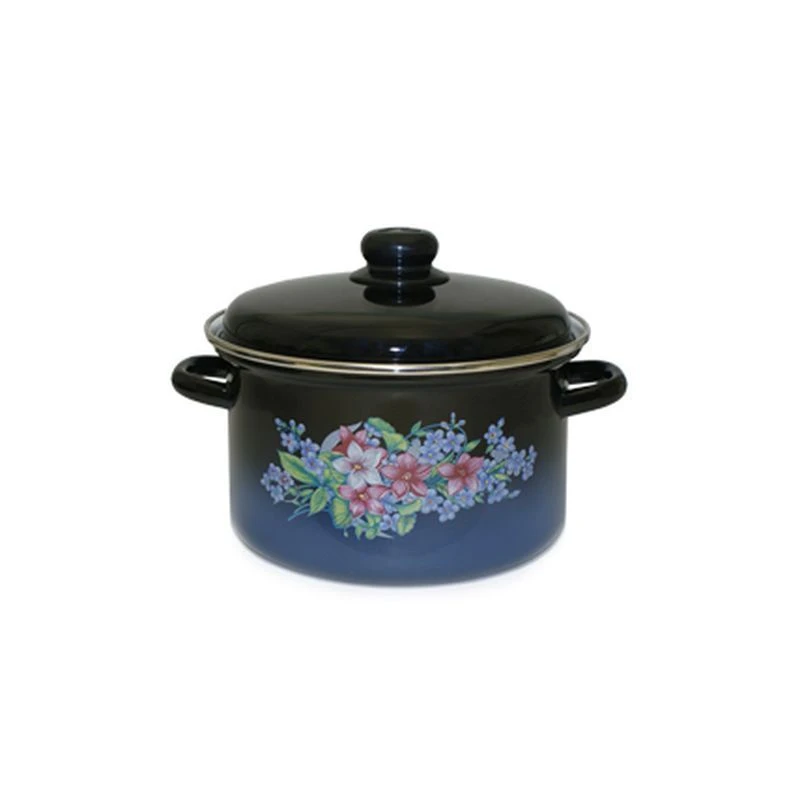 Кастрюля 4л эмаль черная с рис. 10-Б1614/6 (4)