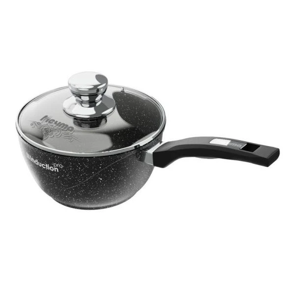 Ковш 1,7л алюминий АП ГРАНИТ BLACK star стекл.крышка 18см индукция (8)