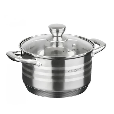 Кастрюля 2,5л h11см нерж.сталь ЭЛИС стекл.крышка d18см индукция KT16-d-18 (4)