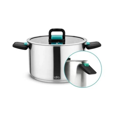 Кастрюля 6,4л нерж.сталь ИЗУМРУД стекл.крышка с силикон.ободком 24см индукц.дно LR02-245 (4)