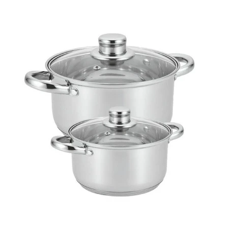 Набор кастрюль 2пр 2,2/,4,2л нерж.сталь ГРЕТТА стекл.крышка толщ. 0,4мм индукция подар.уп КТ04-F (2) 072401